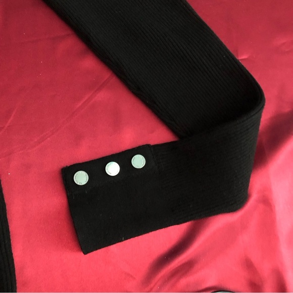 White House Black Market (WHBM) Black Button Detail Turtleneck Sweater - Picture 6 of 9